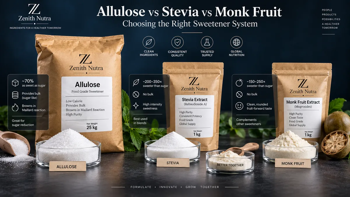 Allulose vs Stevia vs Monk Fruit: choosing a sweetener system that works