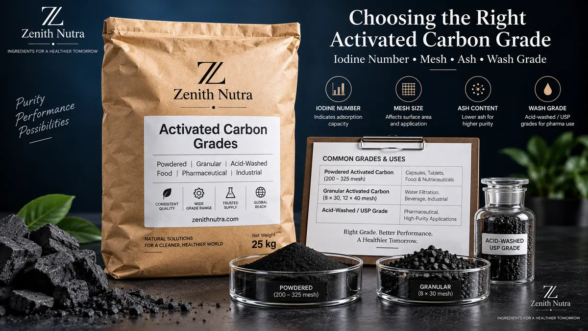 Iodine number, mesh and ash: choosing the right activated carbon grade