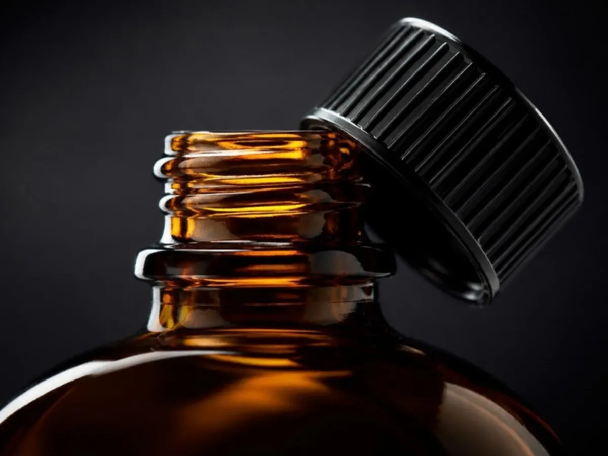 Amber Glass Bottles — close-up texture