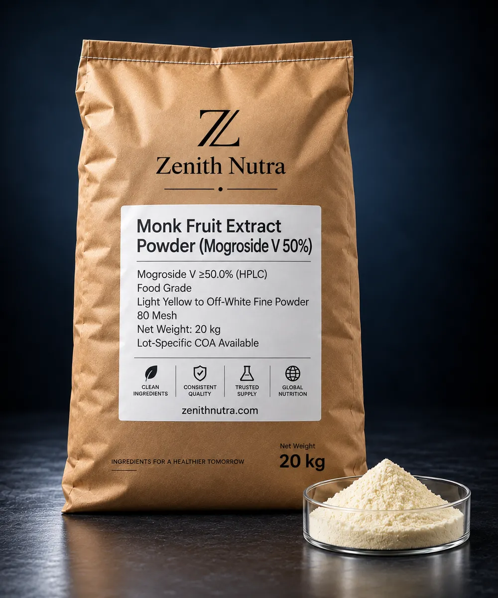 Monk Fruit Extract Powder (Mogroside V 50%) — close-up texture